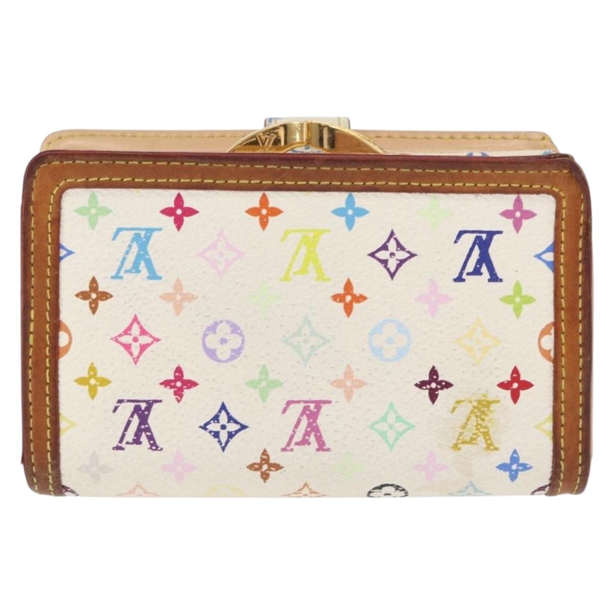 LOUIS VUITTON Multicolor Portefeuille Viennois Wallet White M92987 Auth bs31081