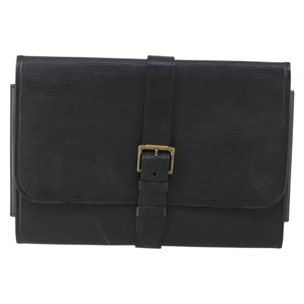 LOUIS VUITTON Epi Trousse Priant Clutch Bag Black M48372 LV Auth bs31102