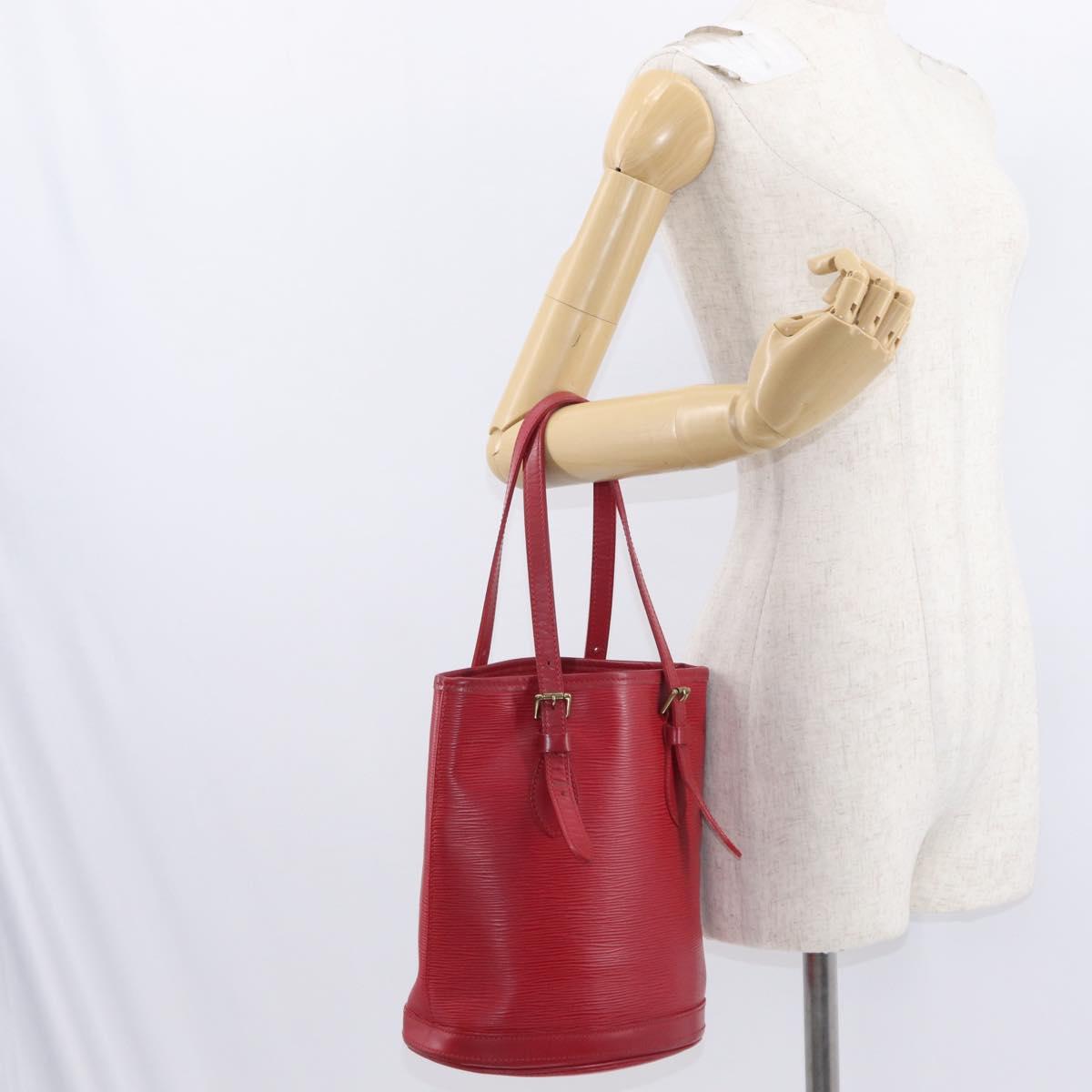 LOUIS VUITTON Epi Bucket PM Shoulder Bag Red M5899E LV Auth bs31103