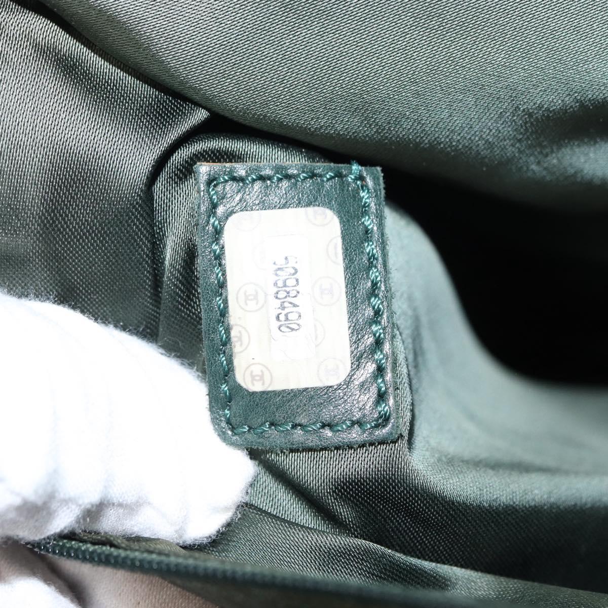 CHANEL Chain Hand Bag Caviar Skin Green Gold CC Auth bs31109