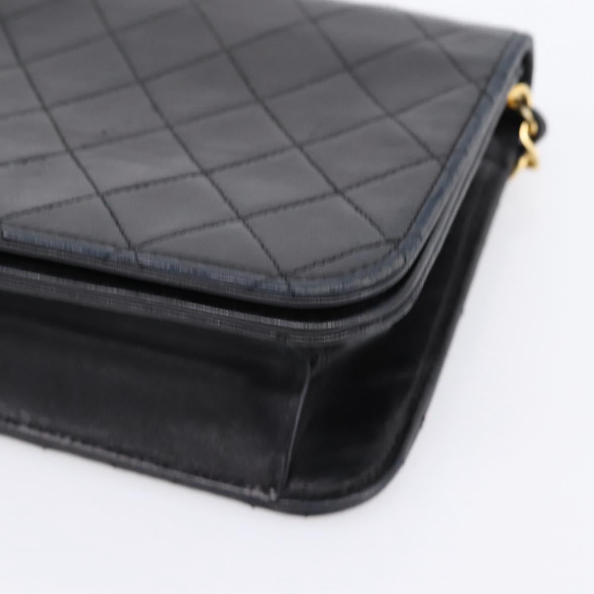 CHANEL Matelasse Chain Shoulder Bag Lamb Skin Black Gold CC Auth bs31111