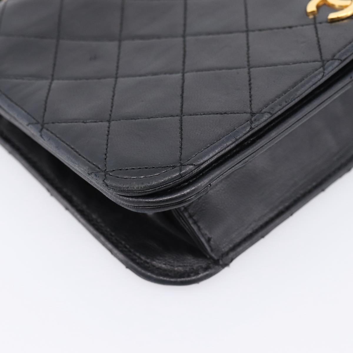 CHANEL Matelasse Chain Shoulder Bag Lamb Skin Black Gold CC Auth bs31111