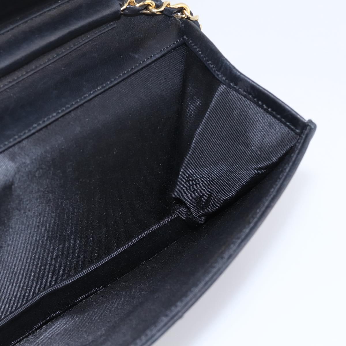 CHANEL Matelasse Chain Shoulder Bag Lamb Skin Black Gold CC Auth bs31111