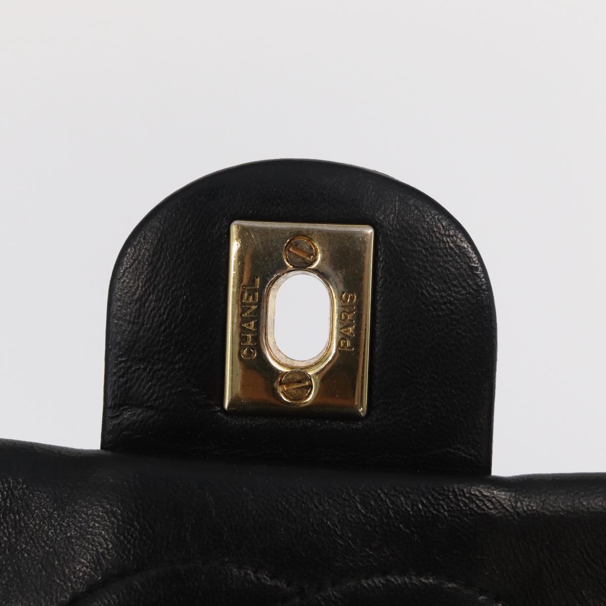 CHANEL Matelasse 17 Chain Shoulder Bag Lamb Skin Black Gold CC Auth bs31113