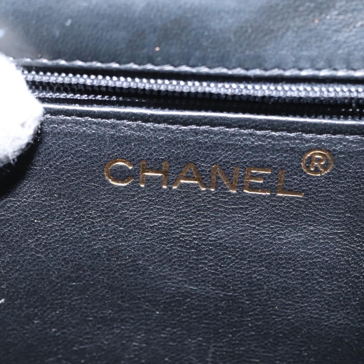 CHANEL Matelasse Chain Shoulder Bag Enamel Black Gold CC Auth bs31115