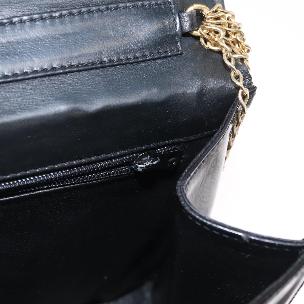CHANEL Matelasse Chain Shoulder Bag Enamel Black Gold CC Auth bs31115