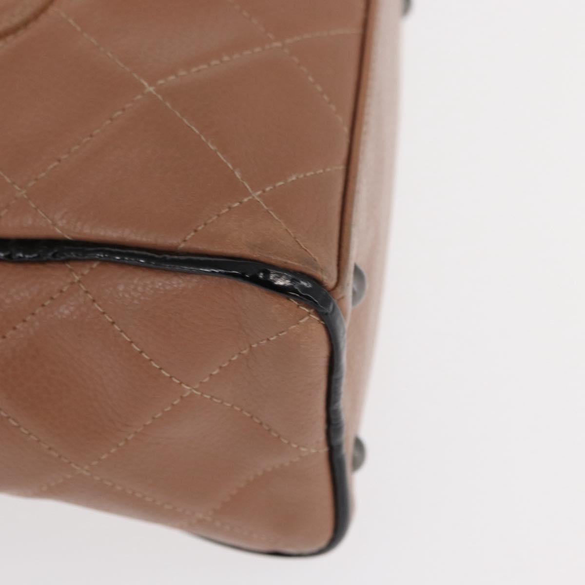 CHANEL Matelasse Hand Bag Caviar Skin Beige Silver CC Auth bs31117