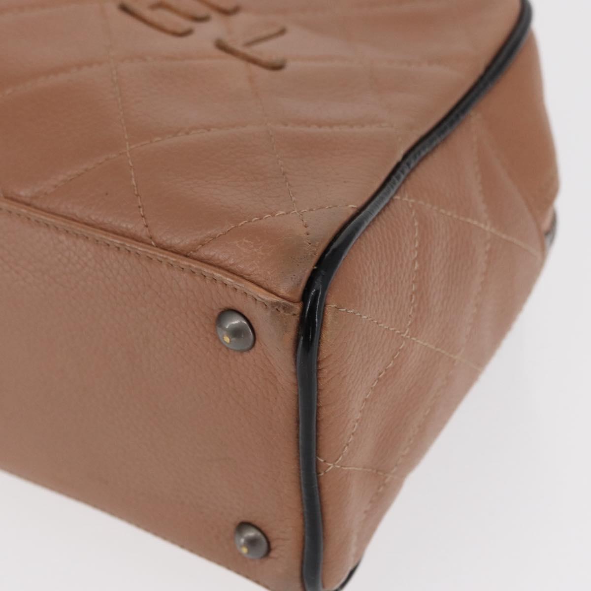 CHANEL Matelasse Hand Bag Caviar Skin Beige Silver CC Auth bs31117