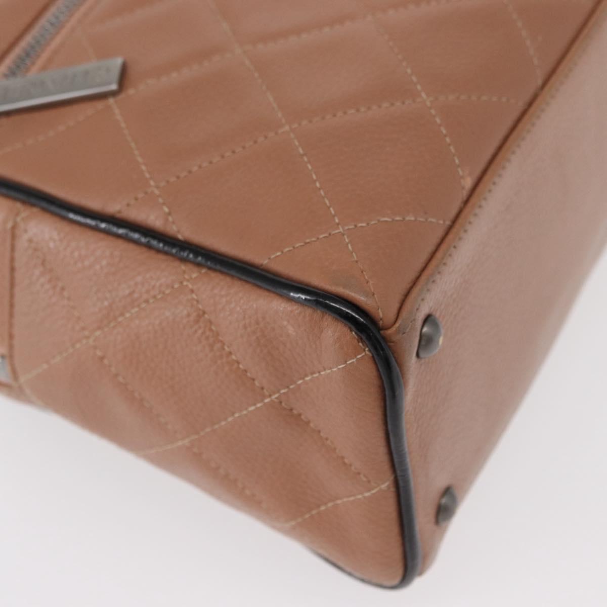 CHANEL Matelasse Hand Bag Caviar Skin Beige Silver CC Auth bs31117