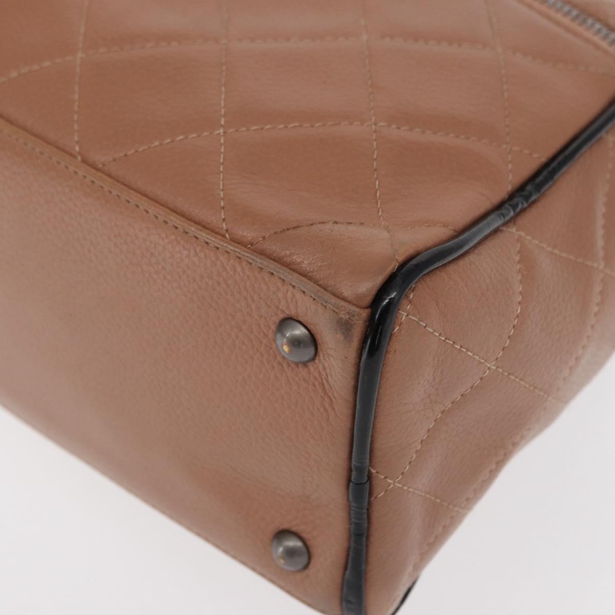 CHANEL Matelasse Hand Bag Caviar Skin Beige Silver CC Auth bs31117