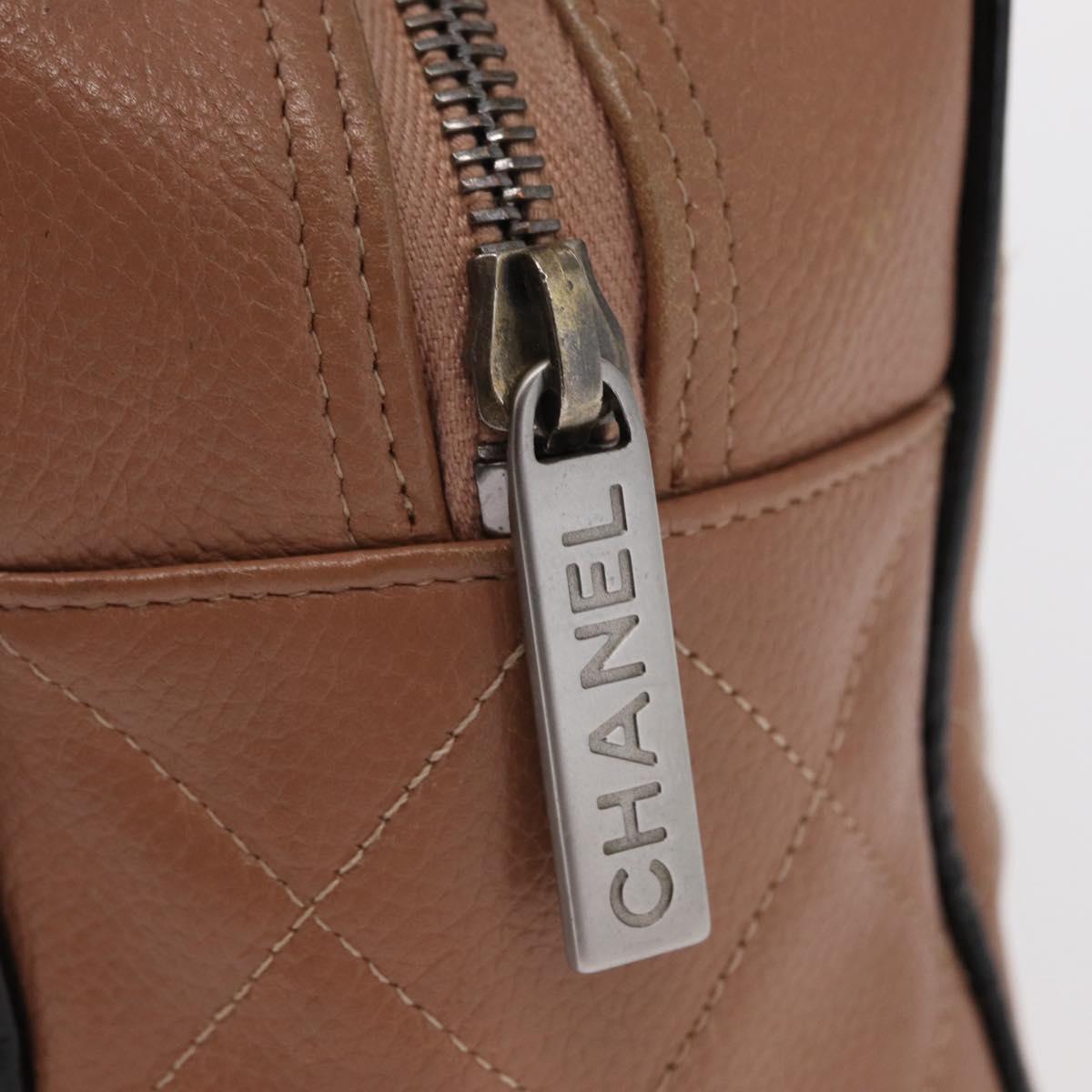 CHANEL Matelasse Hand Bag Caviar Skin Beige Silver CC Auth bs31117