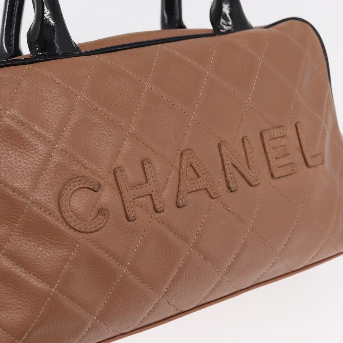 CHANEL Matelasse Hand Bag Caviar Skin Beige Silver CC Auth bs31117