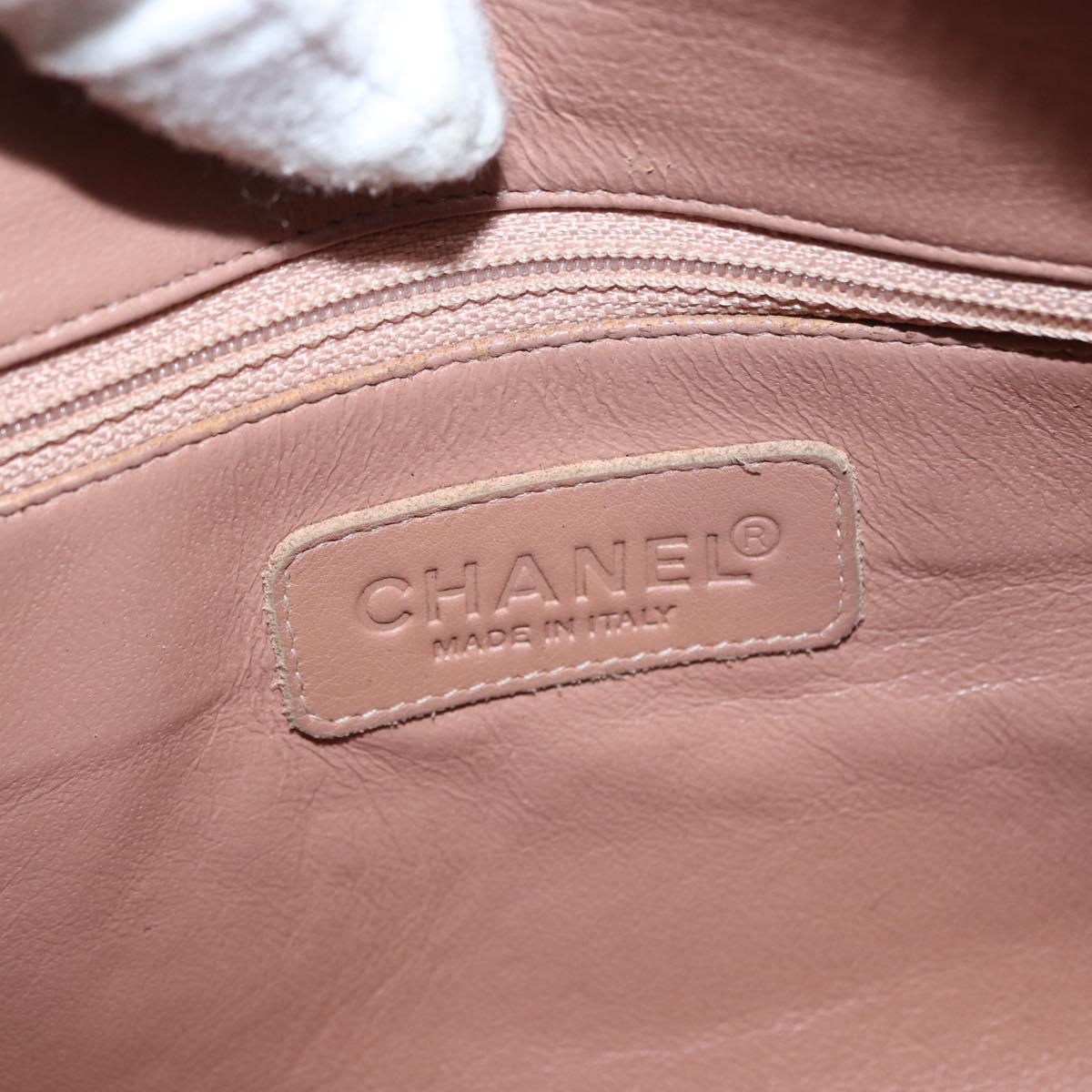 CHANEL Matelasse Hand Bag Caviar Skin Beige Silver CC Auth bs31117