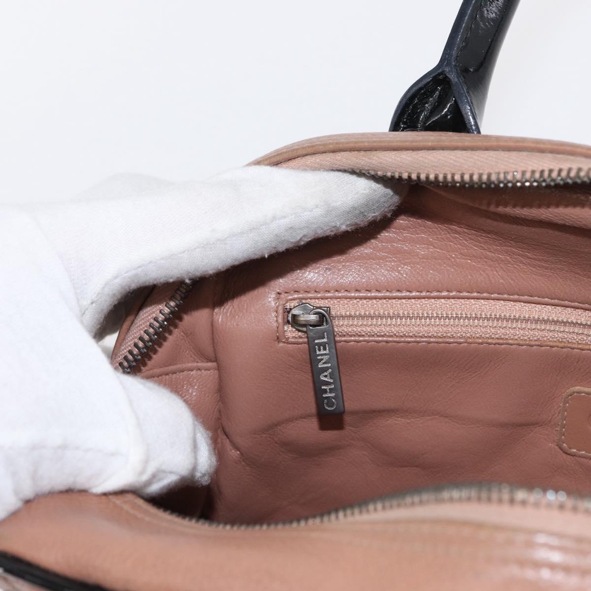 CHANEL Matelasse Hand Bag Caviar Skin Beige Silver CC Auth bs31117