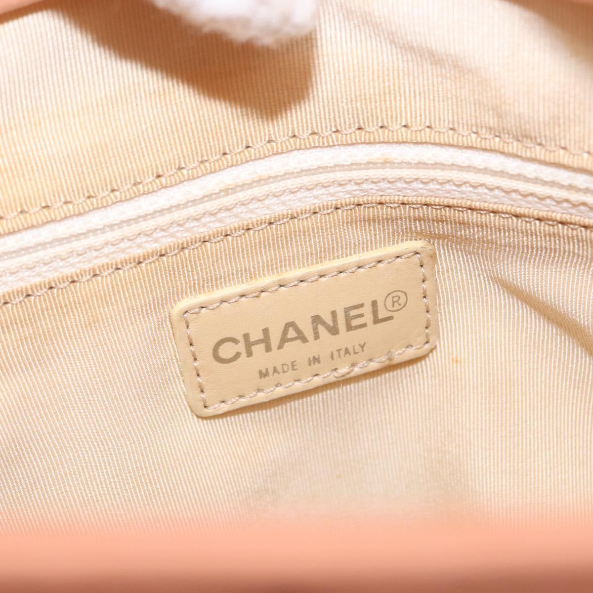 CHANEL Choco Bar Hand Bag Lamb Skin Beige CC Auth bs31118