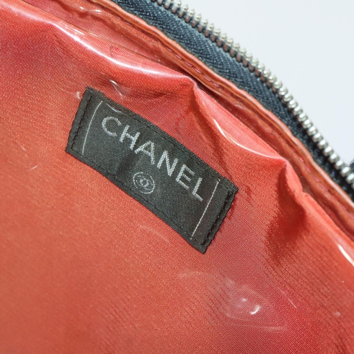CHANEL New Travel Line Hand Bag Nylon Black Silver CC Auth bs31119