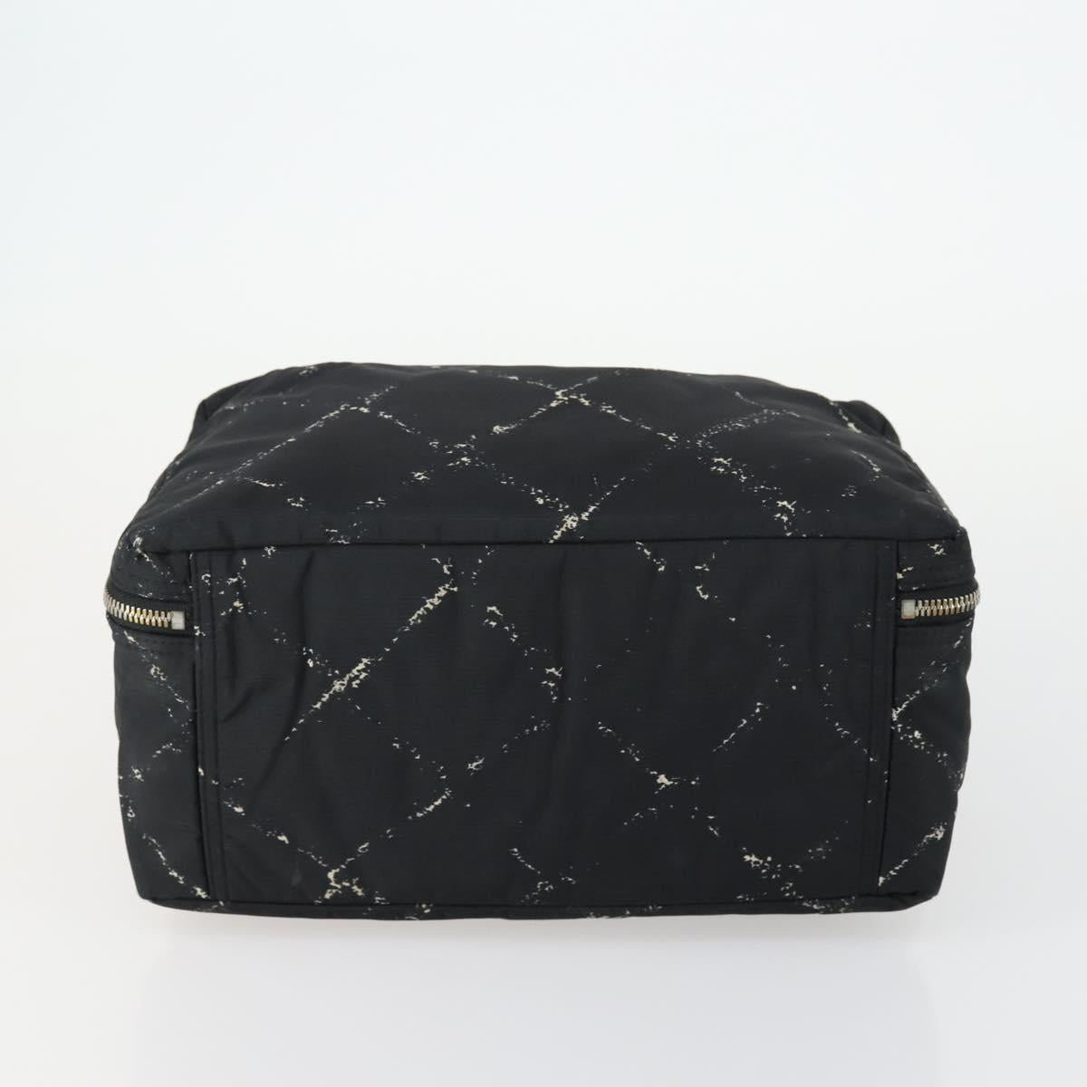 CHANEL New Travel Line Hand Bag Nylon Black Silver CC Auth bs31119
