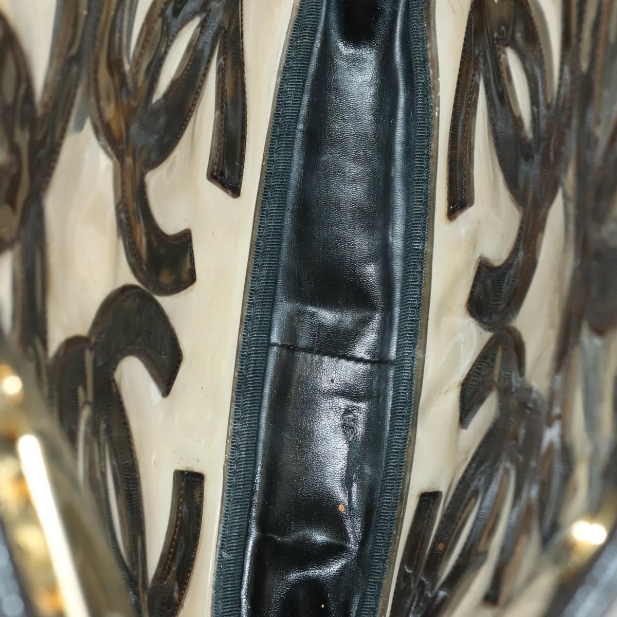 CHANEL Tote Bag Vinyl Black Gold CC Auth bs31121