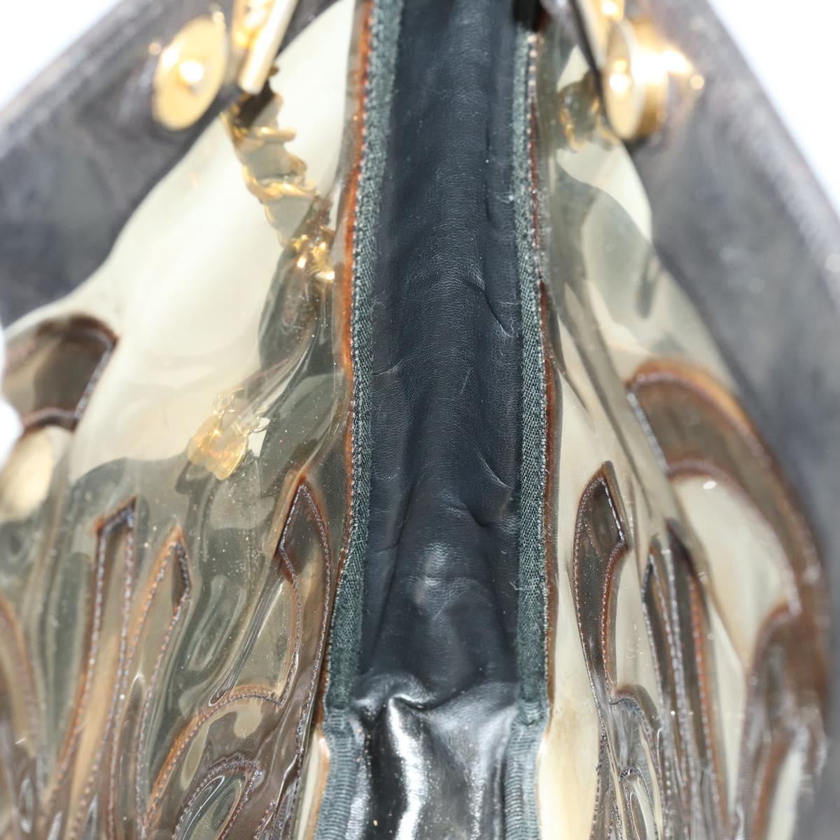 CHANEL Tote Bag Vinyl Black Gold CC Auth bs31121