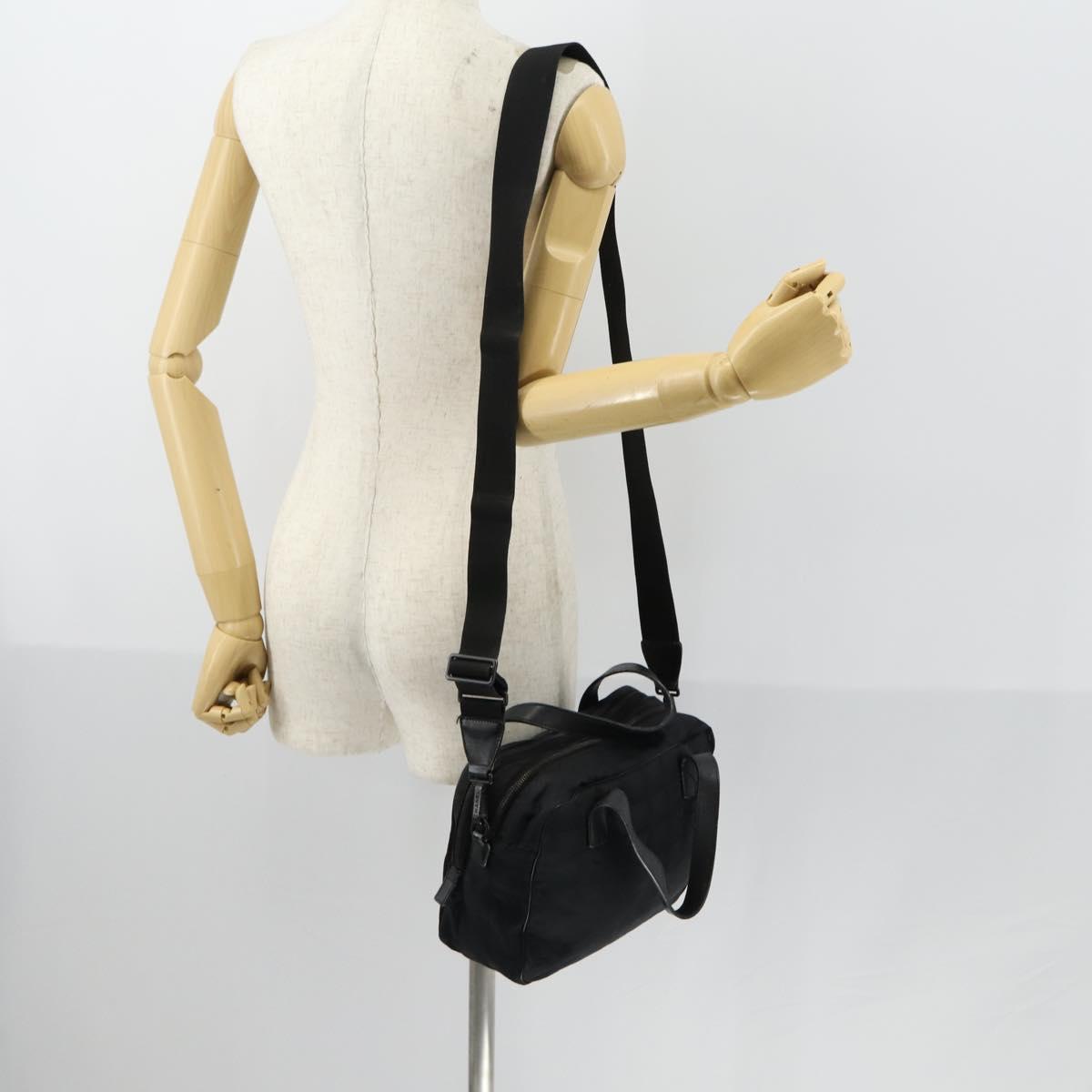 CHANEL New Wave Hand Bag Nylon 2way Black Silver CC Auth bs31122