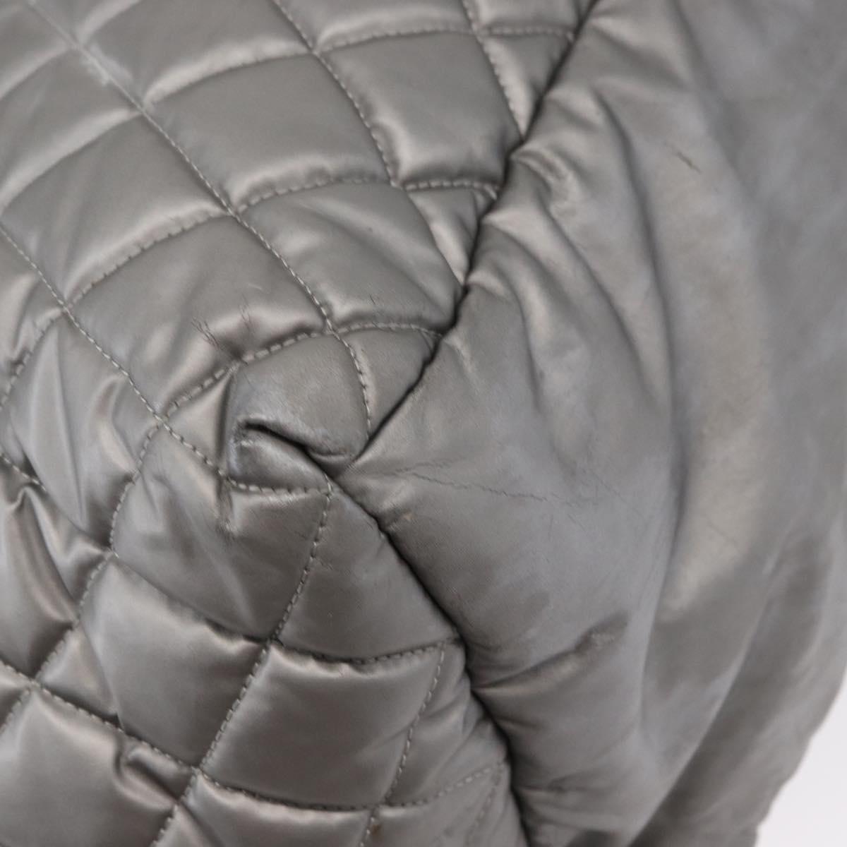 CHANEL Cococoon Tote Bag Nylon Gray Silver CC Auth bs31124