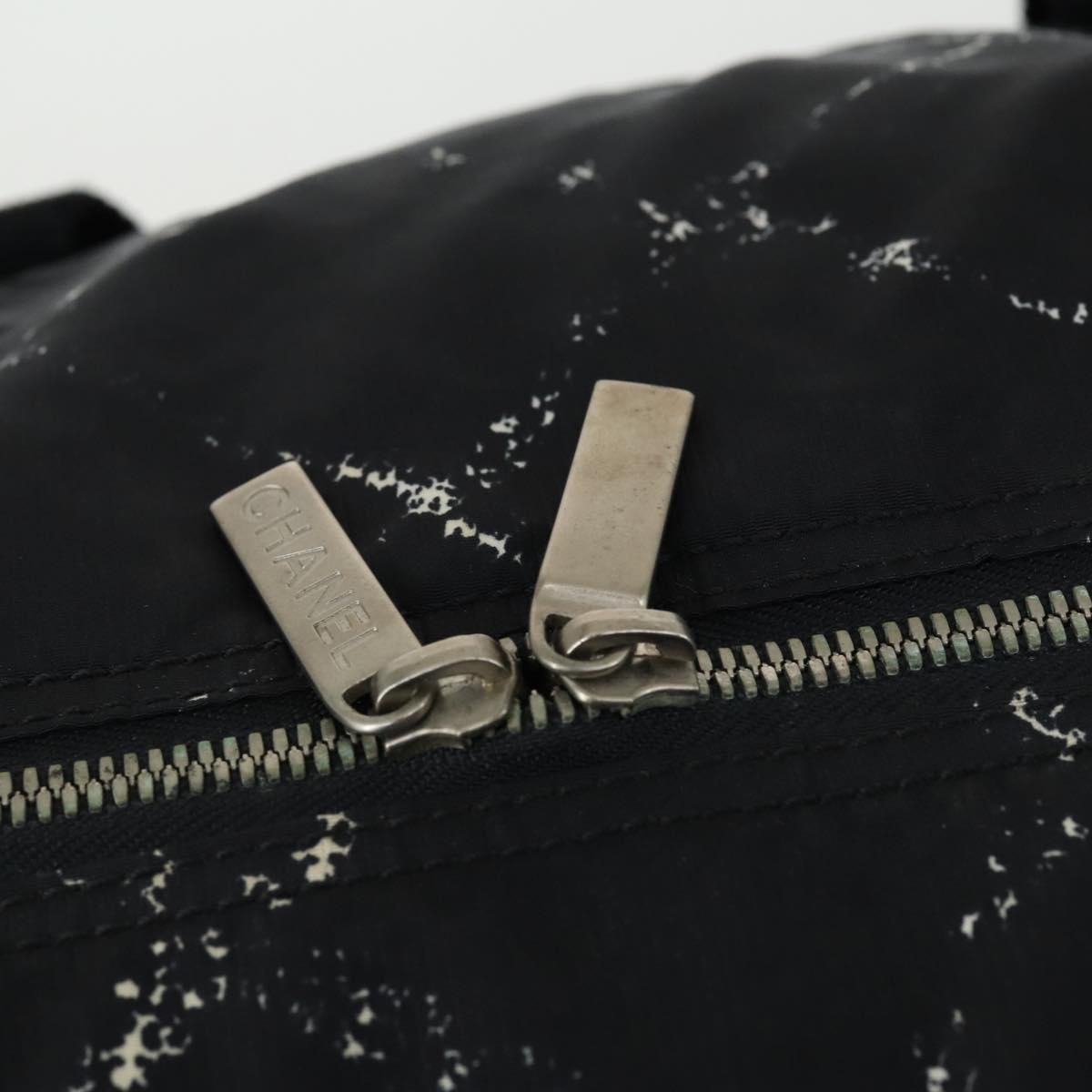 CHANEL Travel Line Boston Bag Nylon Black CC Auth bs31126
