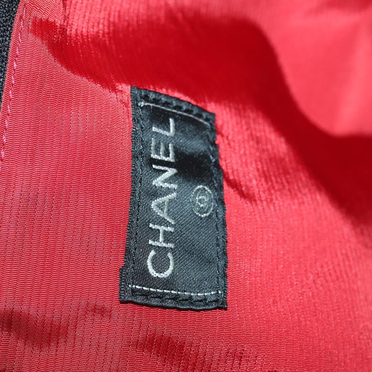 CHANEL Travel Line Boston Bag Nylon Black CC Auth bs31126