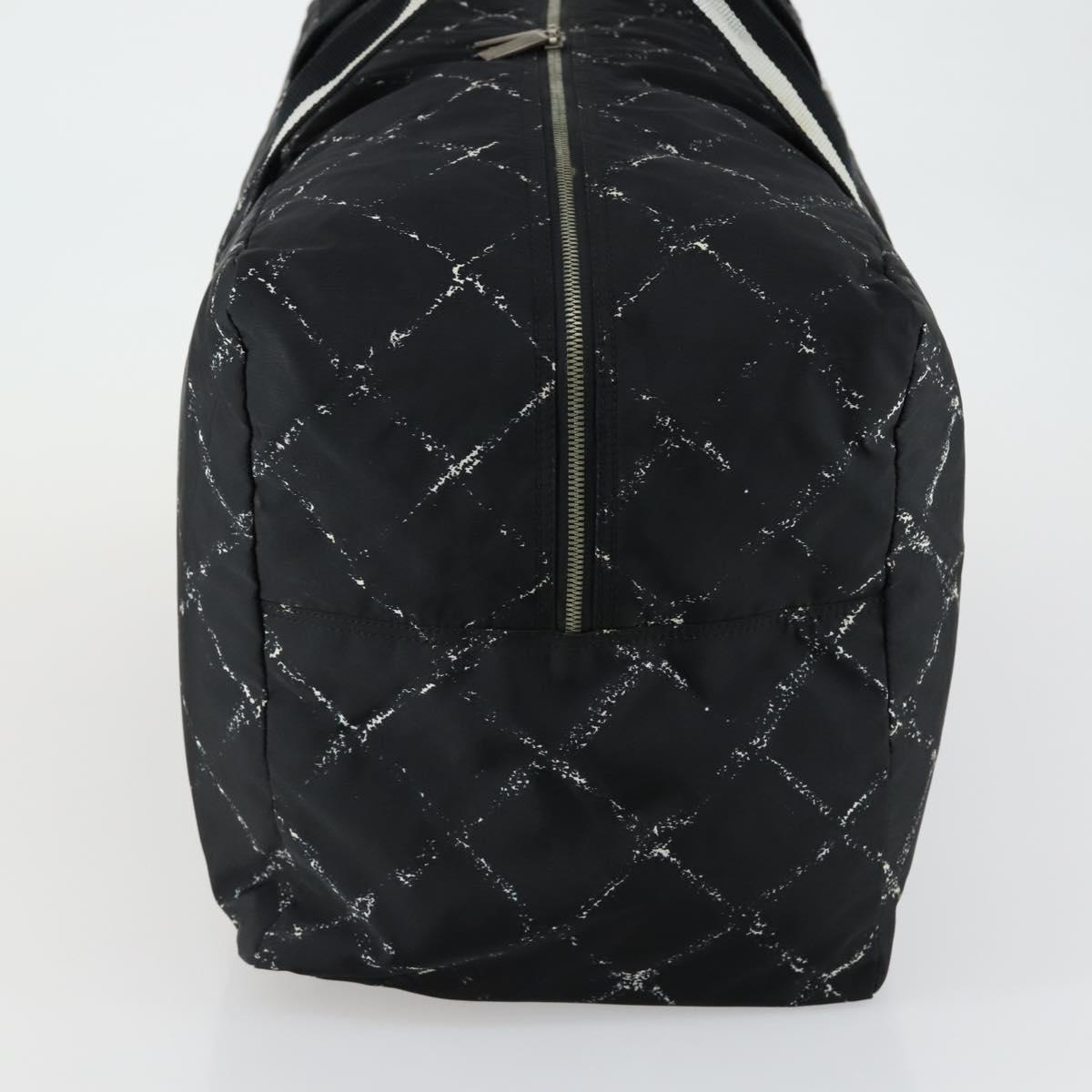 CHANEL Travel Line Boston Bag Nylon Black CC Auth bs31126