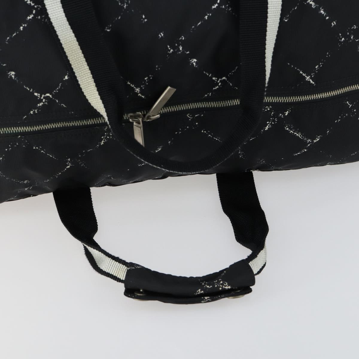 CHANEL Travel Line Boston Bag Nylon Black CC Auth bs31126