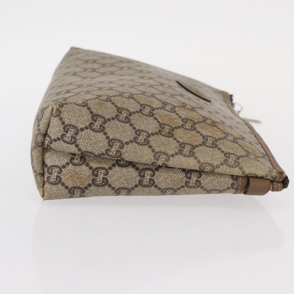 GUCCI GG Plus Supreme Clutch Bag PVC Beige Gold Auth bs31127