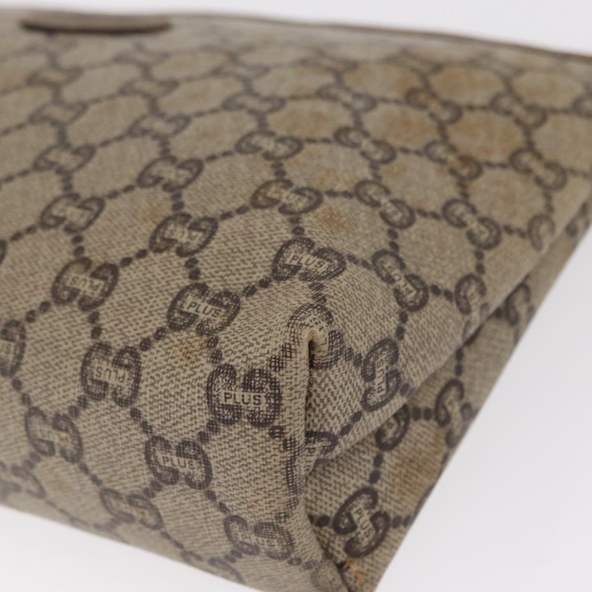 GUCCI GG Plus Supreme Clutch Bag PVC Beige Gold Auth bs31127
