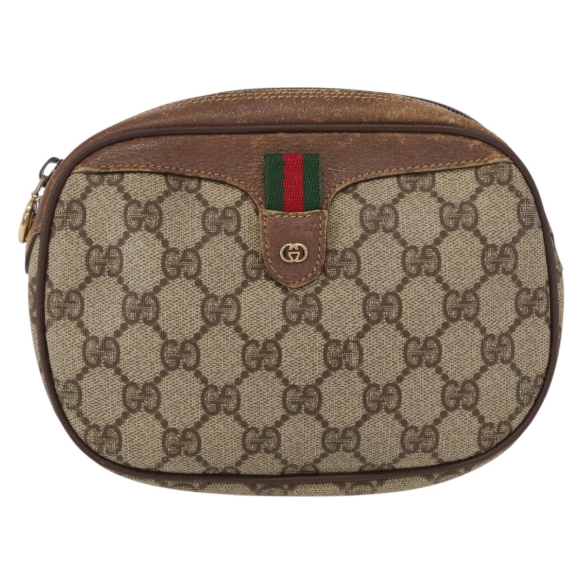 GUCCI GG Supreme Web Sherry Line Bag PVC Beige 007 58 6112 4023 Auth bs31129