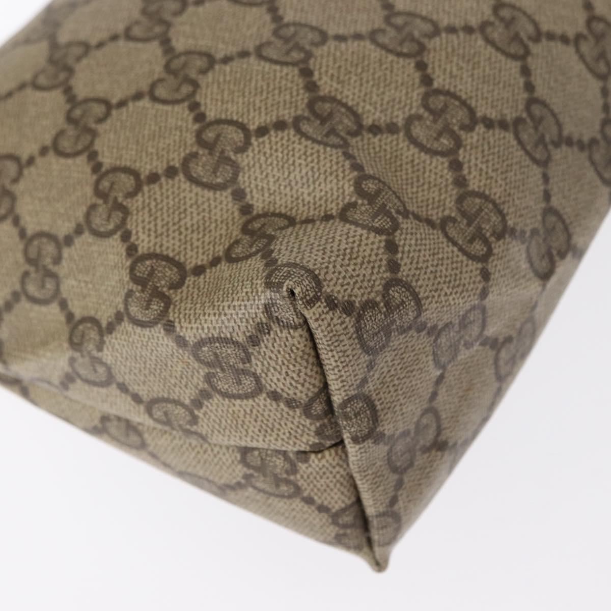 GUCCI GG Supreme Pouch PVC Leather Beige Gold 89 01 045 Auth bs31130