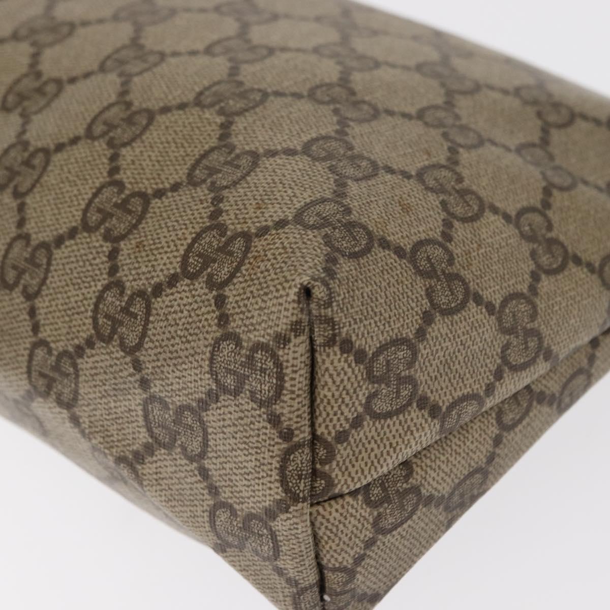 GUCCI GG Supreme Pouch PVC Leather Beige Gold 89 01 045 Auth bs31130