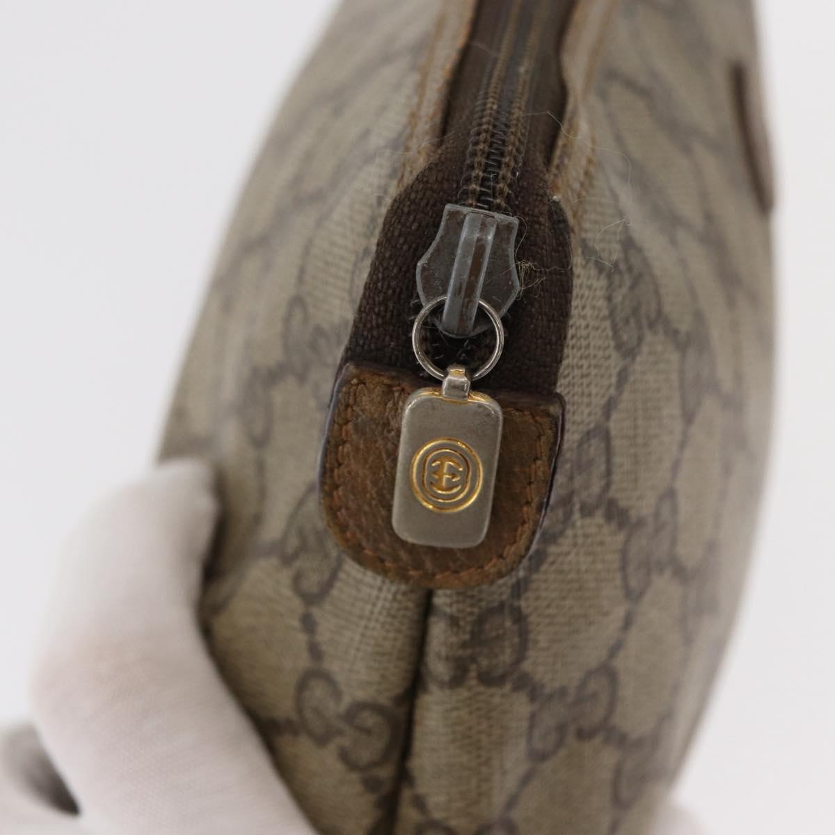 GUCCI GG Supreme Pouch PVC Leather Beige Gold 89 01 045 Auth bs31130