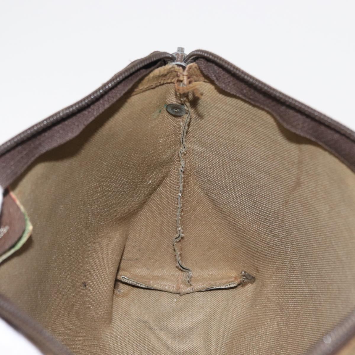 GUCCI GG Supreme Pouch PVC Leather Beige Gold 89 01 045 Auth bs31130