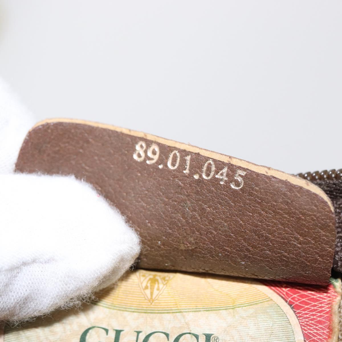 GUCCI GG Supreme Pouch PVC Leather Beige Gold 89 01 045 Auth bs31130