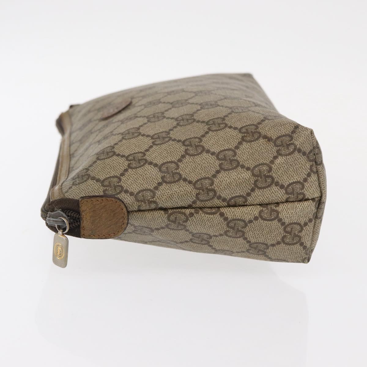 GUCCI GG Supreme Pouch PVC Leather Beige Gold 89 01 045 Auth bs31130