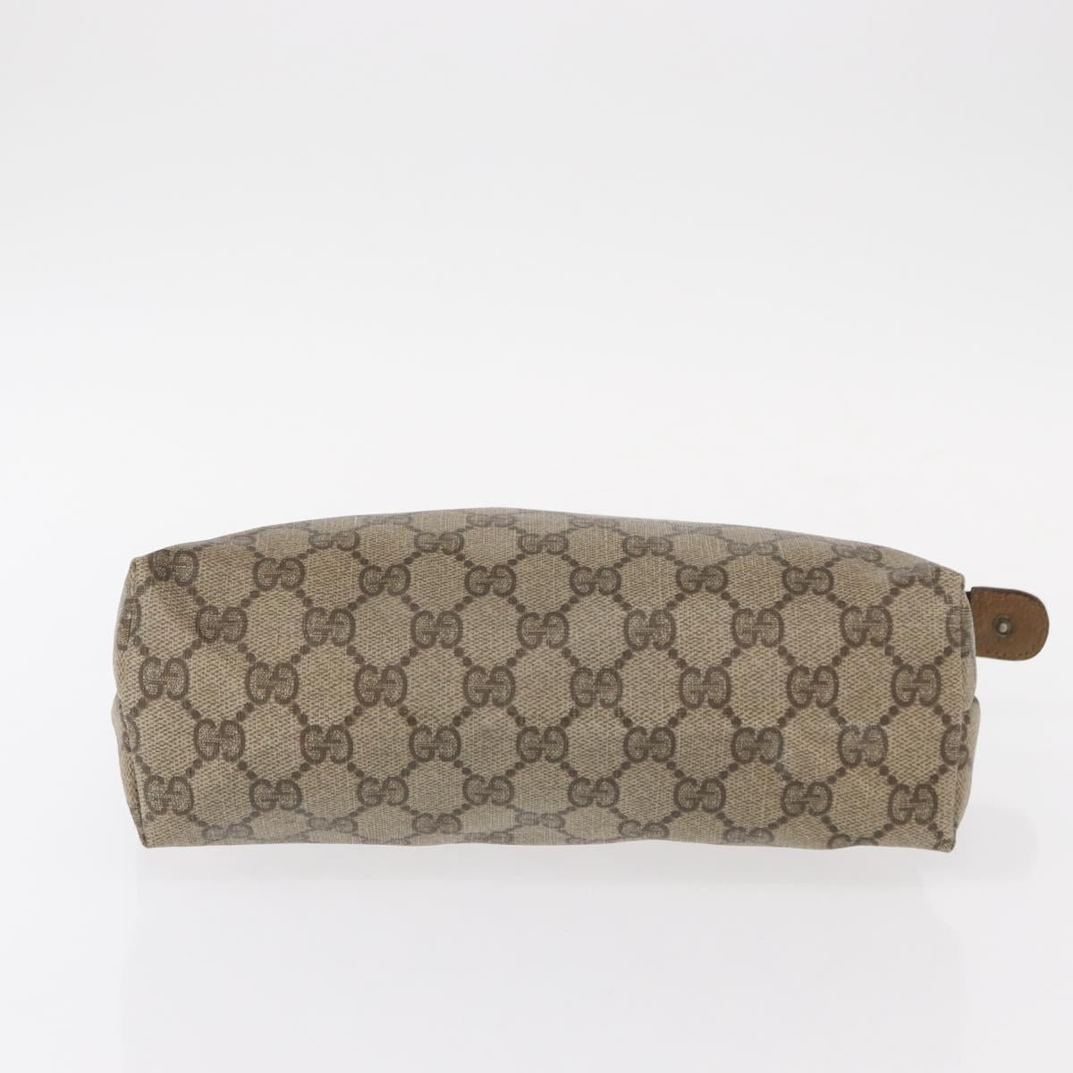 GUCCI GG Supreme Pouch PVC Leather Beige Gold 89 01 045 Auth bs31130