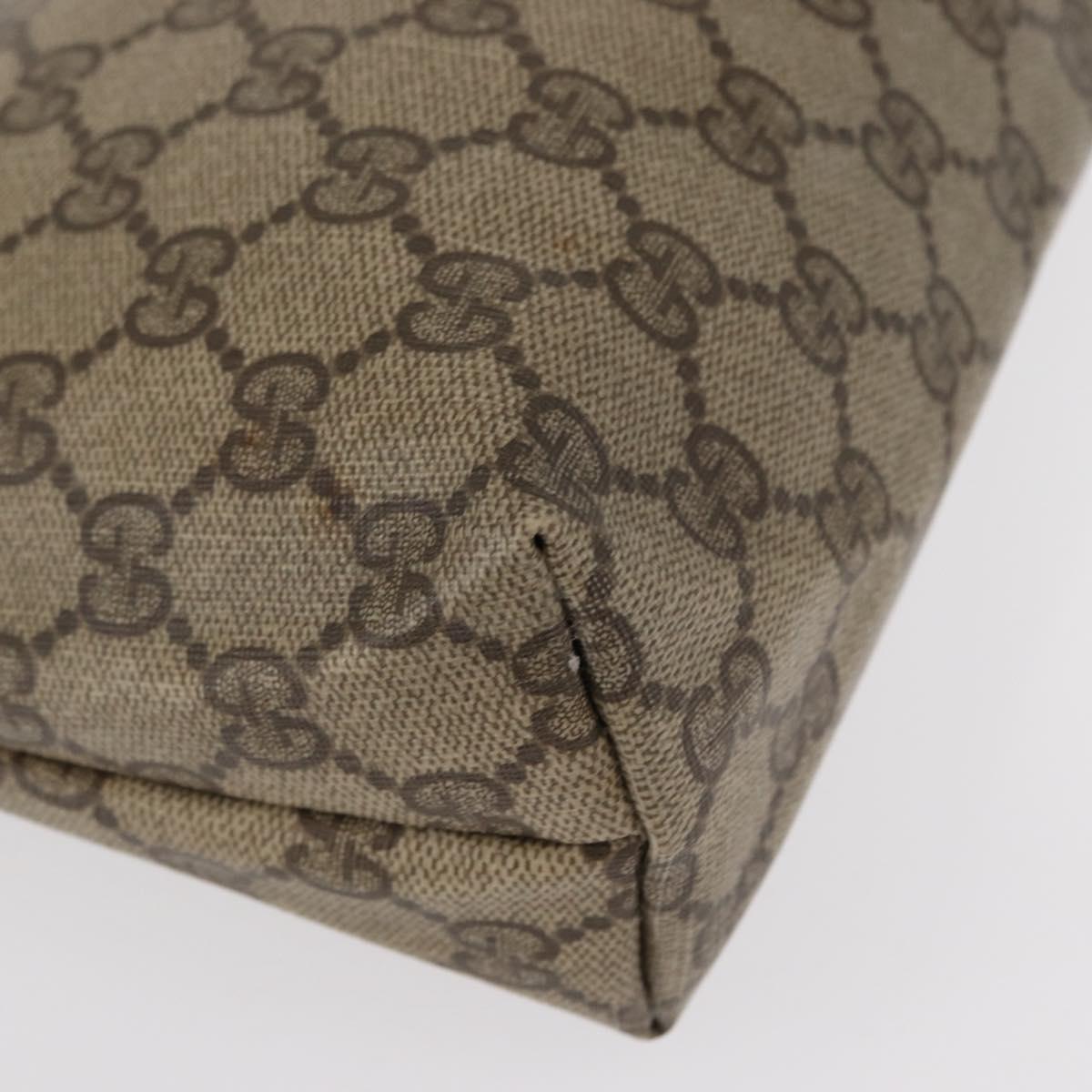 GUCCI GG Supreme Pouch PVC Leather Beige Gold 89 01 045 Auth bs31130