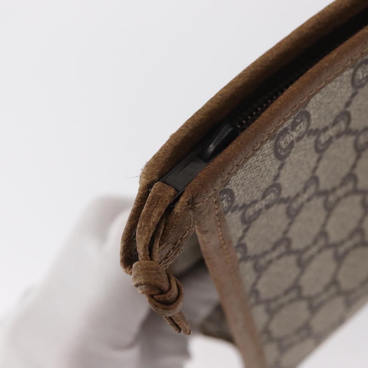 GUCCI GG Plus Supreme Clutch Bag PVC Beige Gold Auth bs31131