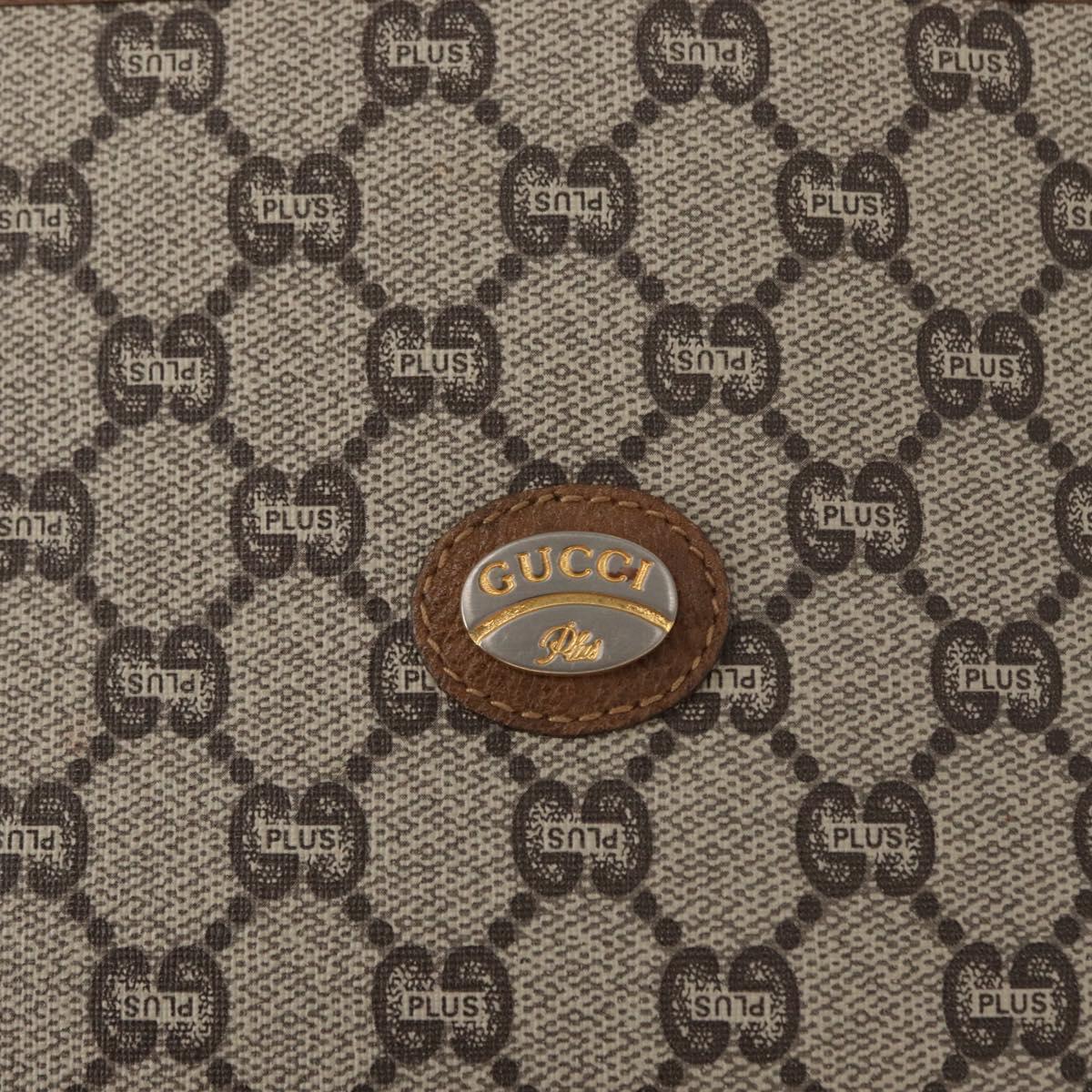 GUCCI GG Plus Supreme Clutch Bag PVC Beige Gold Auth bs31131