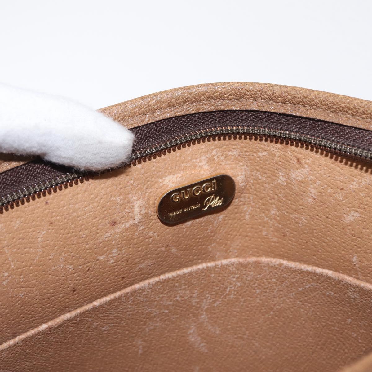 GUCCI GG Plus Supreme Clutch Bag PVC Beige Gold Auth bs31131