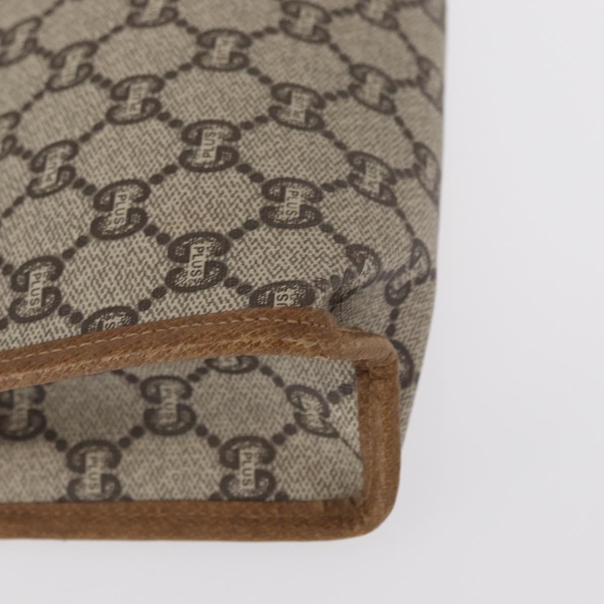 GUCCI GG Plus Supreme Clutch Bag PVC Beige Gold Auth bs31131