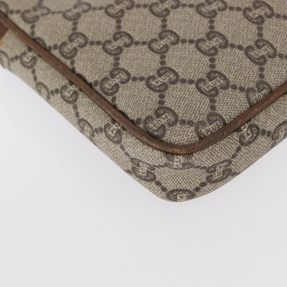 GUCCI GG Plus Supreme Clutch Bag PVC Beige Gold Auth bs31132