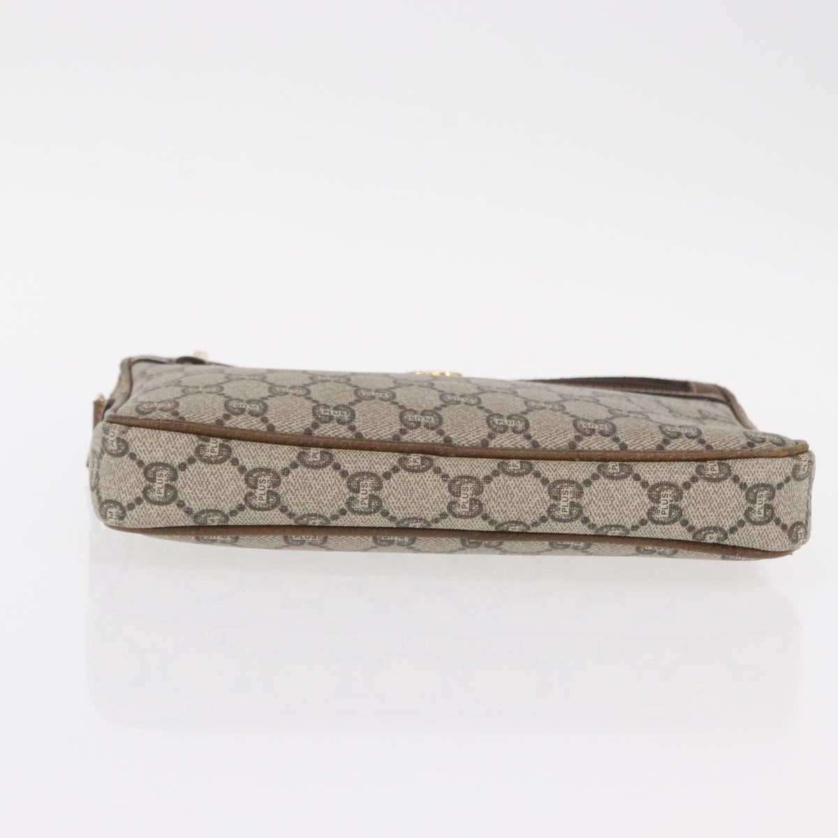 GUCCI GG Plus Supreme Clutch Bag PVC Beige Gold Auth bs31132