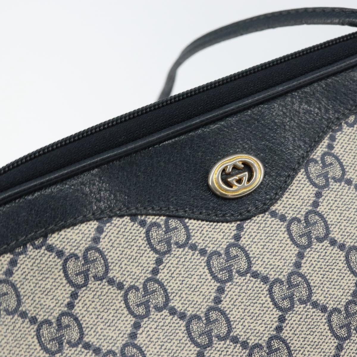 GUCCI GG Supreme Shoulder Bag PVC Navy Gold 97 02 068 Auth bs31133