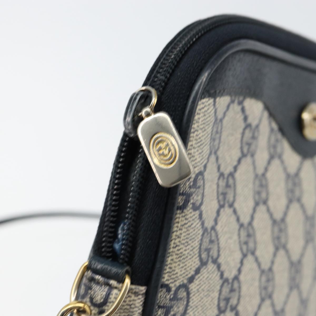 GUCCI GG Supreme Shoulder Bag PVC Navy Gold 97 02 068 Auth bs31133