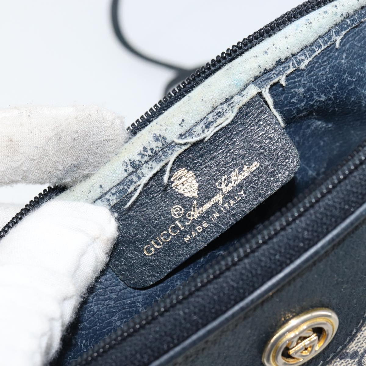 GUCCI GG Supreme Shoulder Bag PVC Navy Gold 97 02 068 Auth bs31133