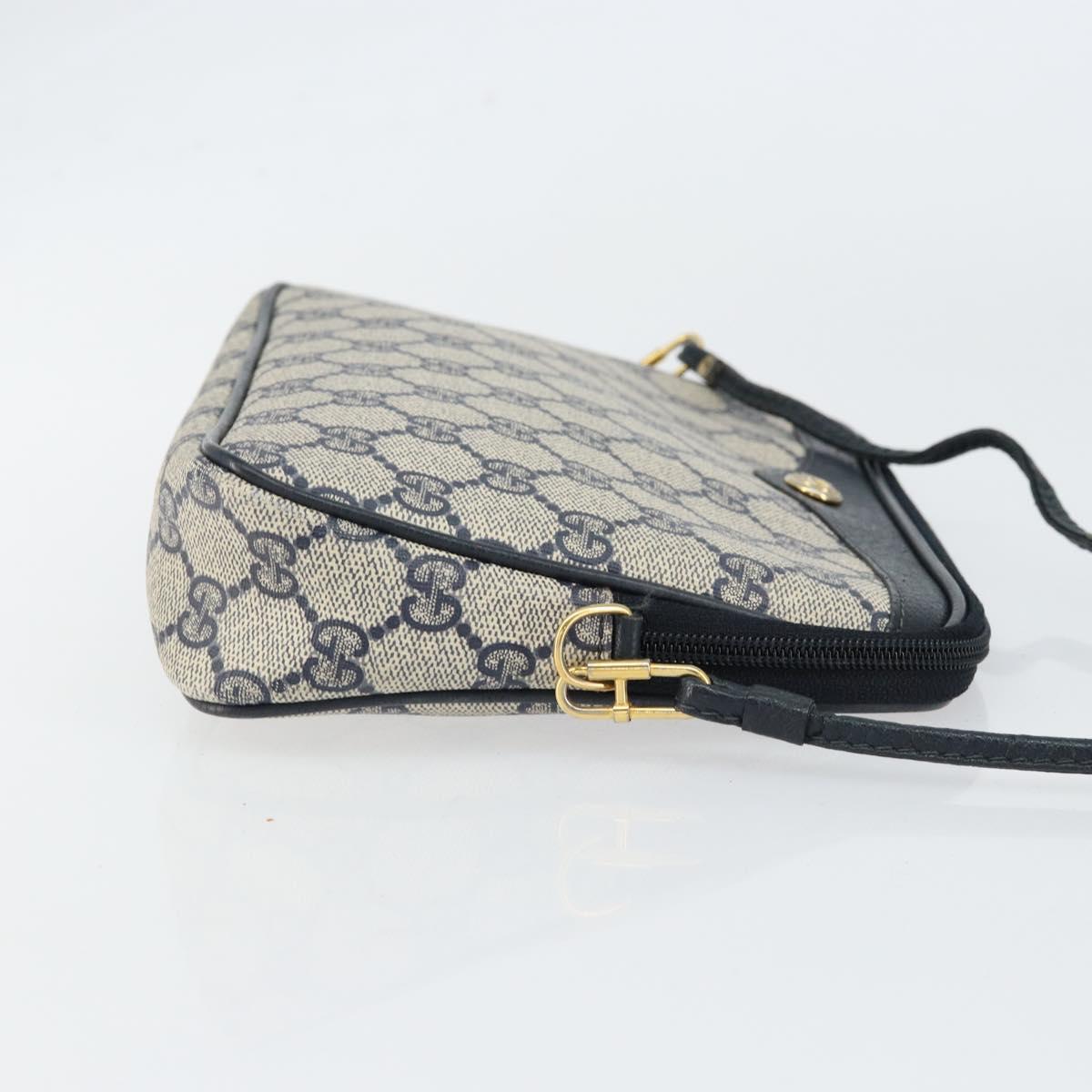 GUCCI GG Supreme Shoulder Bag PVC Navy Gold 97 02 068 Auth bs31133